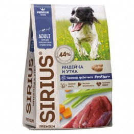 SIRIUS для взрослых собак (Индейка, Утка с овощами) 20кг