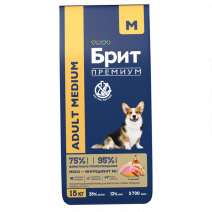 Brit Premium Adult Medium (Курица) 15кг