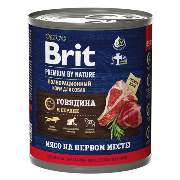 Brit Premium Dog (Говядина и Cердце) 850гр