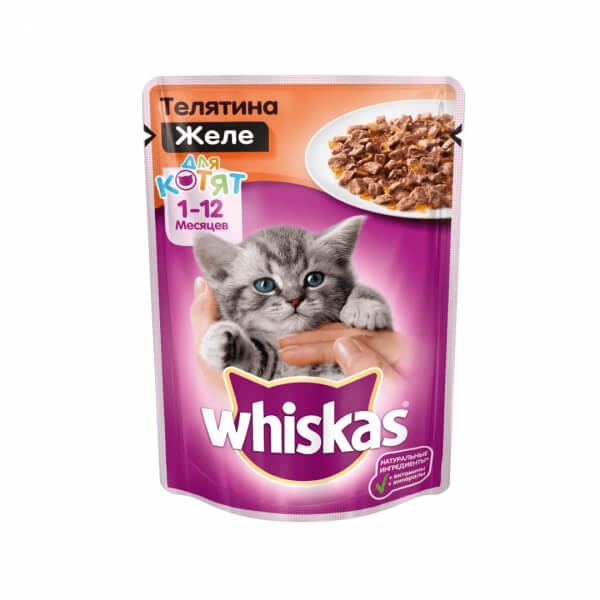 Whiskas для Котят Желе с Телятиной 75гр