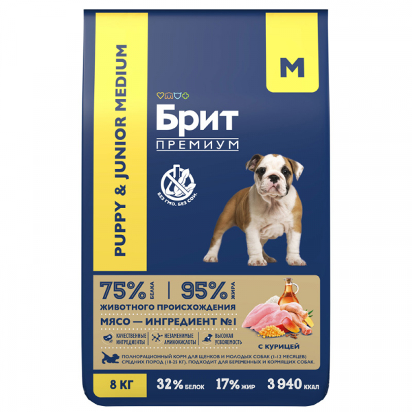 Brit Premium Puppy and Junior Medium(Курица) 8кг