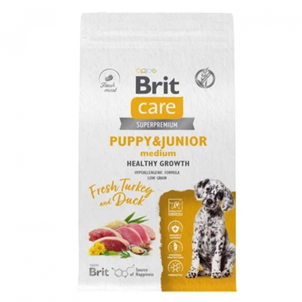 Brit Care Puppy&Junior M (Индейка, утка) 3кг