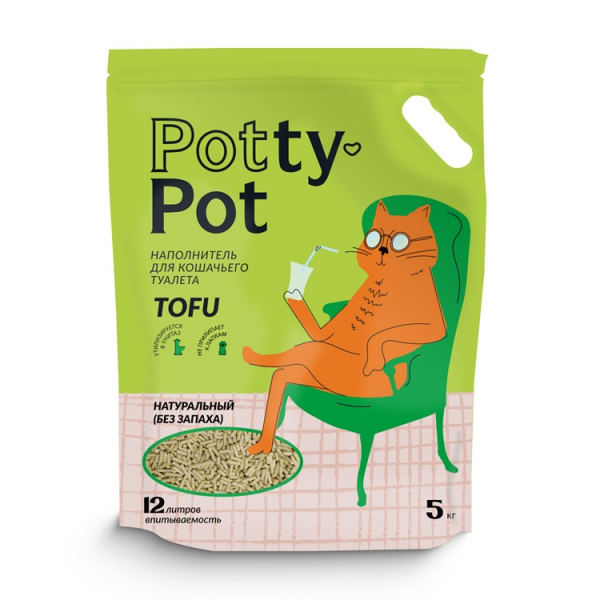 Potty-Pot Наполнитель ТОФУ (без запаха) 12л