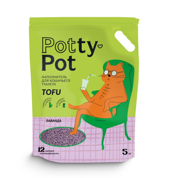 Potty-Pot Наполнитель ТОФУ (Лаванда) 12л
