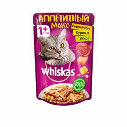 Whiskas Аппетитный микс (Сырный Соус, Курица, Утка)
